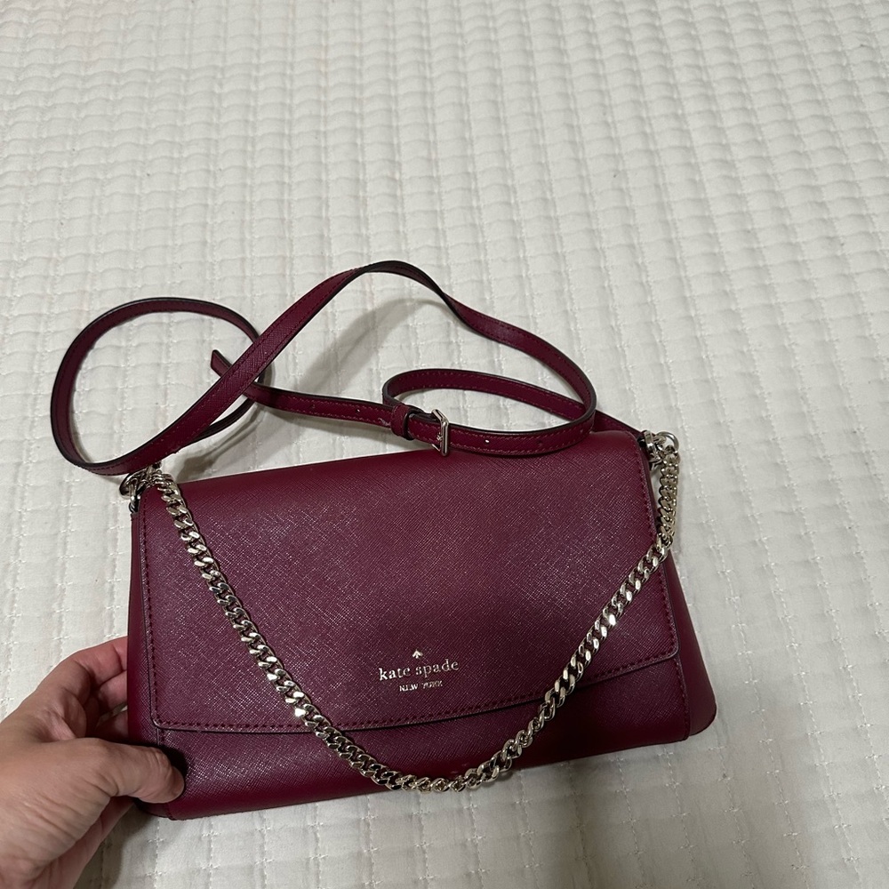 Kate Spade Wine Crossbody with Silver Chain